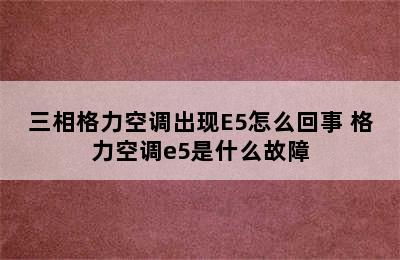 三相格力空调出现E5怎么回事 格力空调e5是什么故障